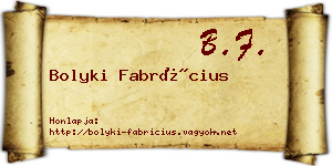Bolyki Fabrícius névjegykártya